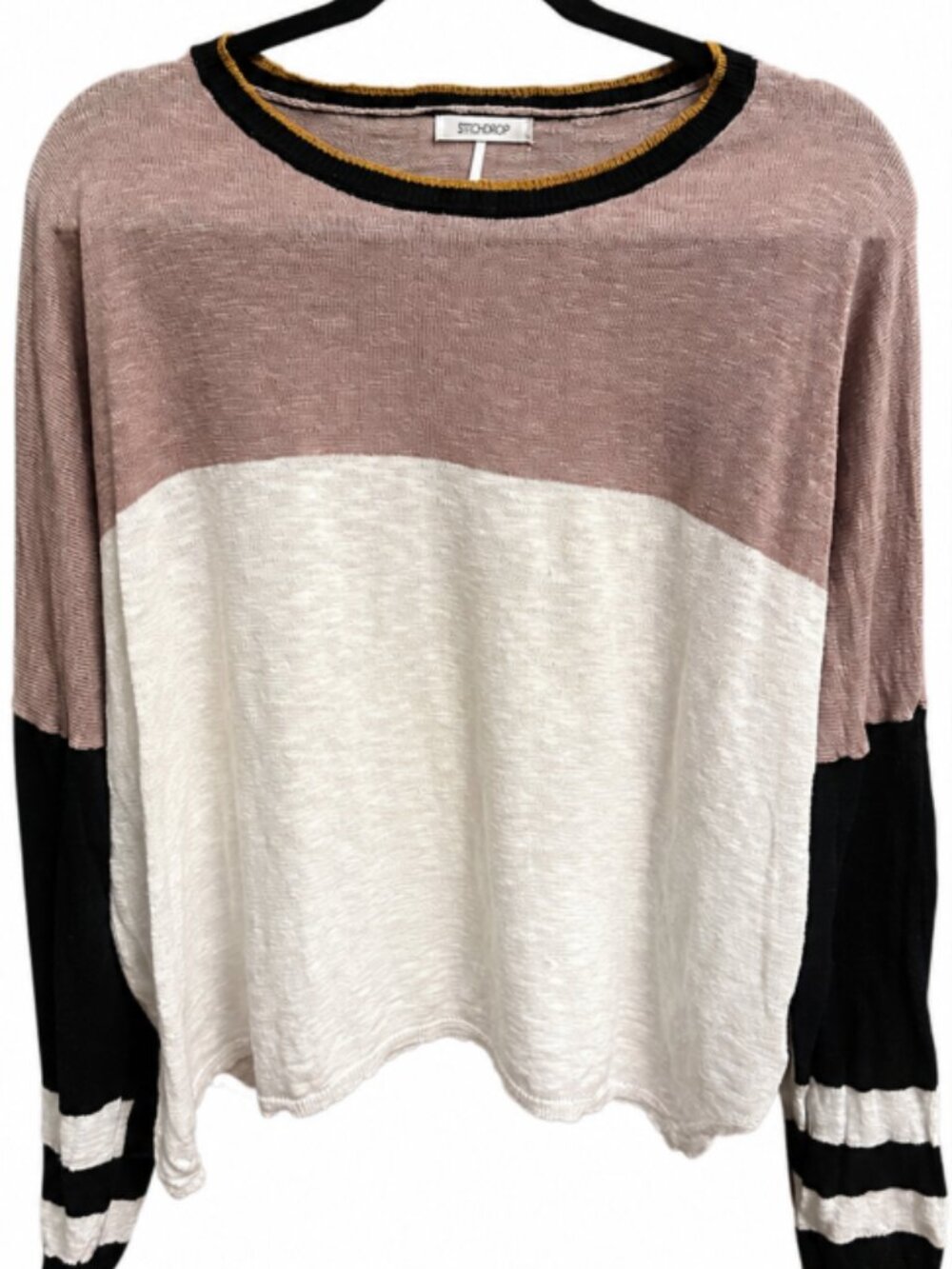 STITCHDROP Colorblock Long Sleeve Lightweight Sweater, size large